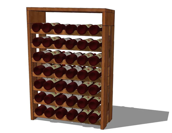 OAKZZ Tiny Rack, massief eiken wijnrek voor 42 flessen wijn